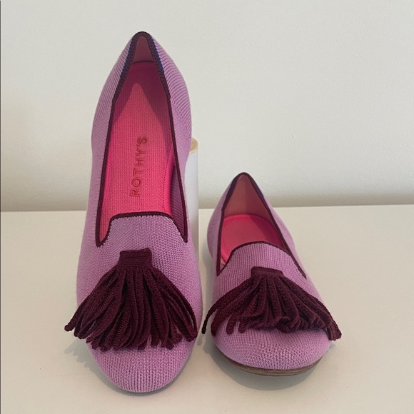 Rothy's Shoes - Rothy's Lavender Knit Loafers with Burgundy Tassels size 8
